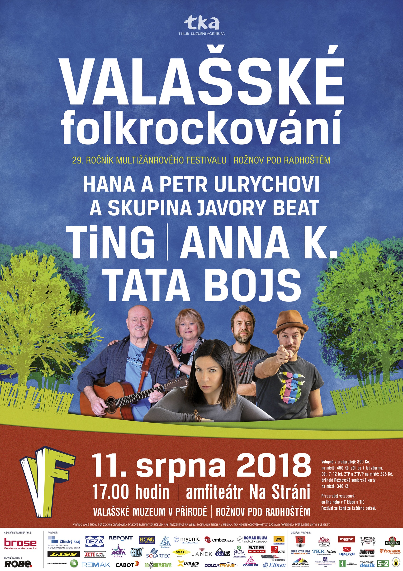 Valašské folkrockování - HANA A PETR ULRYCHOVI a skupina JAVORY BEAT, TiNG, ANNA K., TATA BOJS - v Rožnově pod Radhoštěm -Amfiteátr Na Stráni ve Valašském muzeu v přírodě - Rožnov pod Radhoštěm